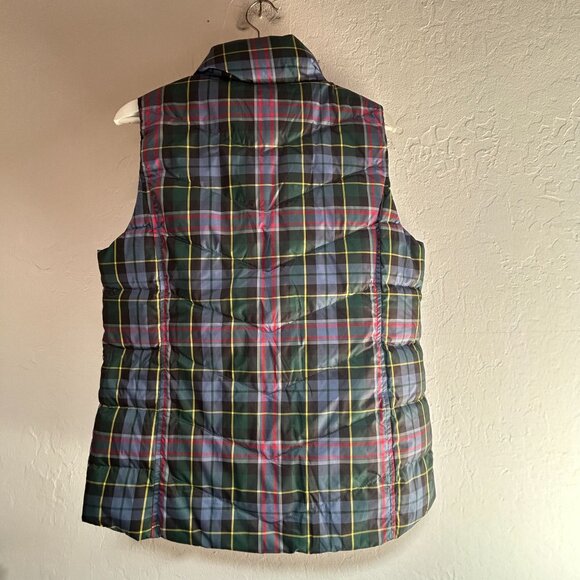 Lands' End Womens Plaid Quilted Down Zippered Mock Neck Puffer Vest Medium 10-12 - Picture 2 of 10